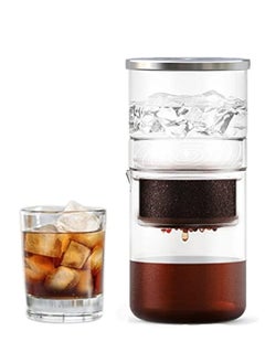 KASTWAVE 2 in 1 Cold Brew Dripper for Coffee, Cold Brew Coffee Maker Jar, 300ml Detachable Glass Cold Brew Maker, with Stainless Steel Filter, Glass Airtight & Leak-Proof Pitcher, for Lemonade, Ice Tea  - Image 1