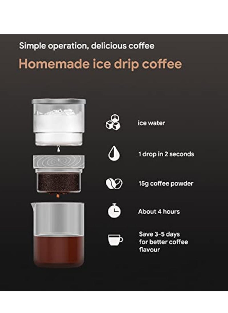 KASTWAVE 2 in 1 Cold Brew Dripper for Coffee, Cold Brew Coffee Maker Jar, 300ml Detachable Glass Cold Brew Maker, with Stainless Steel Filter, Glass Airtight & Leak-Proof Pitcher, for Lemonade, Ice Tea  - Image 5