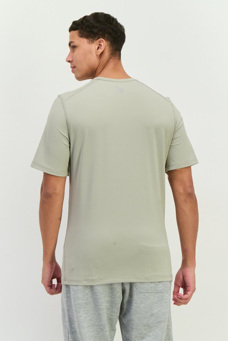 Beause Men Round Neck Short Sleeves Textured T-Shirt, Light Grey - Image 3