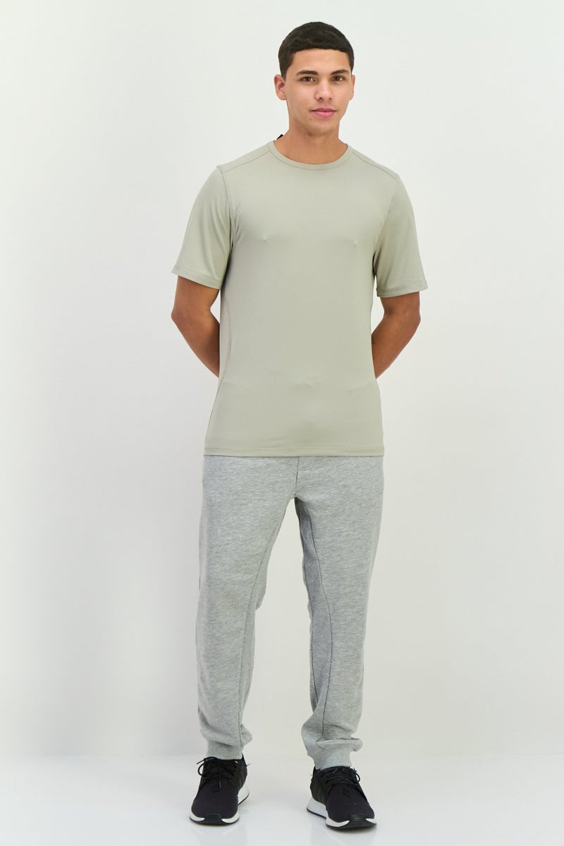 Beause Men Round Neck Short Sleeves Textured T-Shirt, Light Grey - Image 2