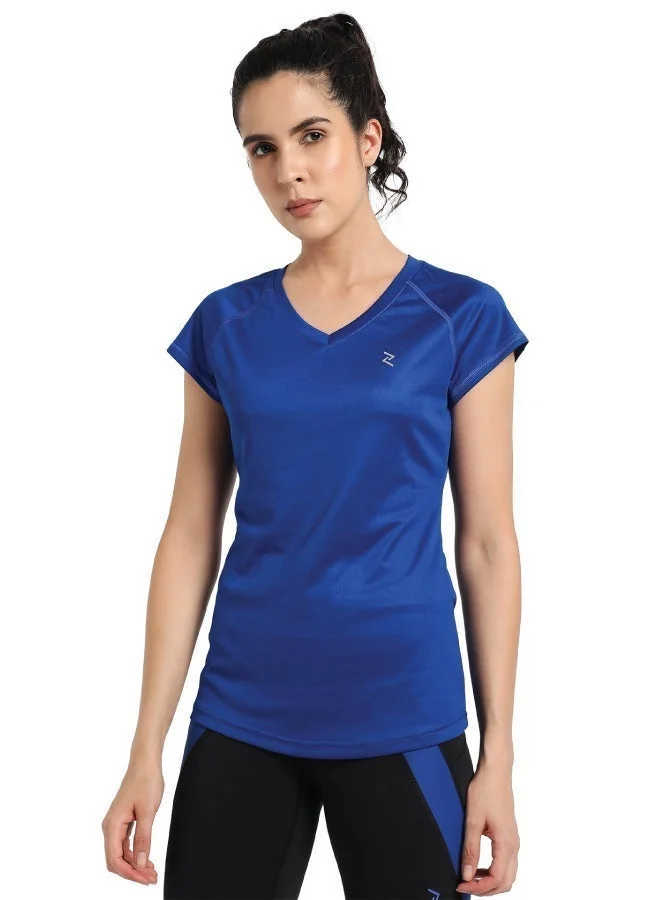 زيسي تي شيرت نسائي برقبة على شكل حرف  وأكمام قصيرة