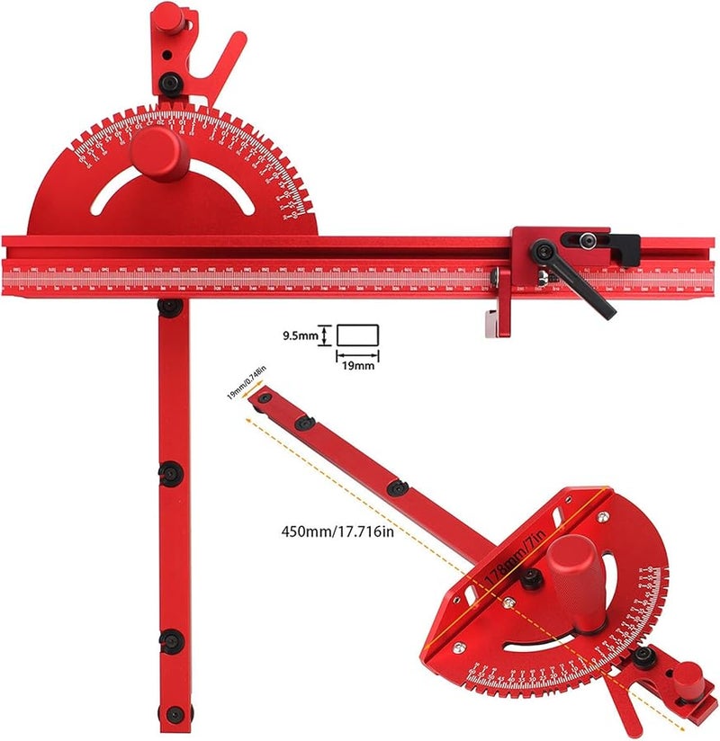 Precision Mitre Gauge Extension Fence System with Telescopic Stop for Table Saw - Image 3