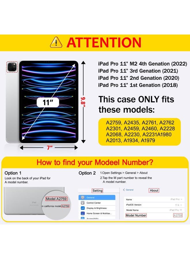 Mektron Case for iPad Pro 11 inch (4th, 3rd, 2nd & 1st Gen) 2022 2021 2020 2018, Buit in Pencil Holder with Shockproof Cover Clear Shell + Trifold Stand + Auto Wake/Sleep, Bows C355 - Image 2