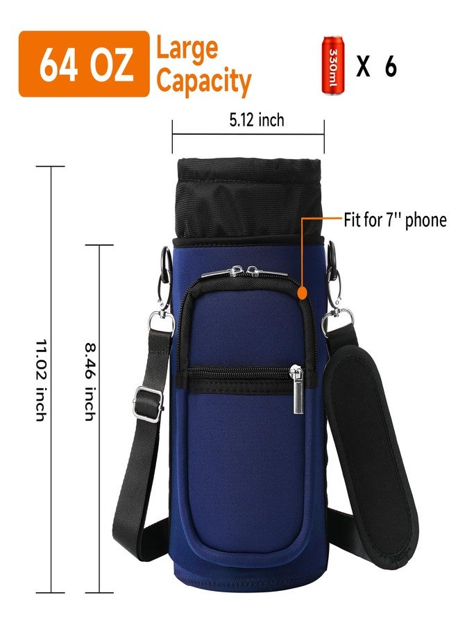 AceTreker 64 oz /87 oz/128 oz Neoprene Water Bottle Holder with Strap for Insulated Metal Hydro Jug Water Bottles, Sleeve Carrier Bag for Camping Trip-Dark Blue - Image 5