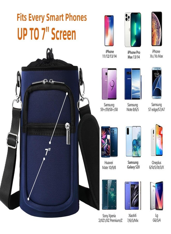 AceTreker 64 oz /87 oz/128 oz Neoprene Water Bottle Holder with Strap for Insulated Metal Hydro Jug Water Bottles, Sleeve Carrier Bag for Camping Trip-Dark Blue - Image 2