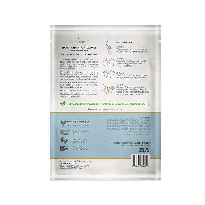 LuxaDerme LuxaDerme Hand Hydration Gloves  Deep Moisturising Gloves  Long Lasting Hydration  Evens Out Skin Tone  Nourishes Nails  Cuticles Pack of 1  - Image 2