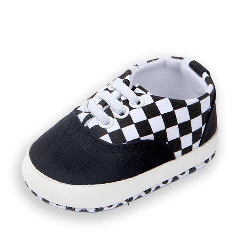 Clowora Unsex Baby Boys Girls Canvas First Walkers Shoes,Infant Non Slip Soft Sole Toddler Flat Lazy Loafers Sneaker (041/Black,3-6 Months) - Image 1