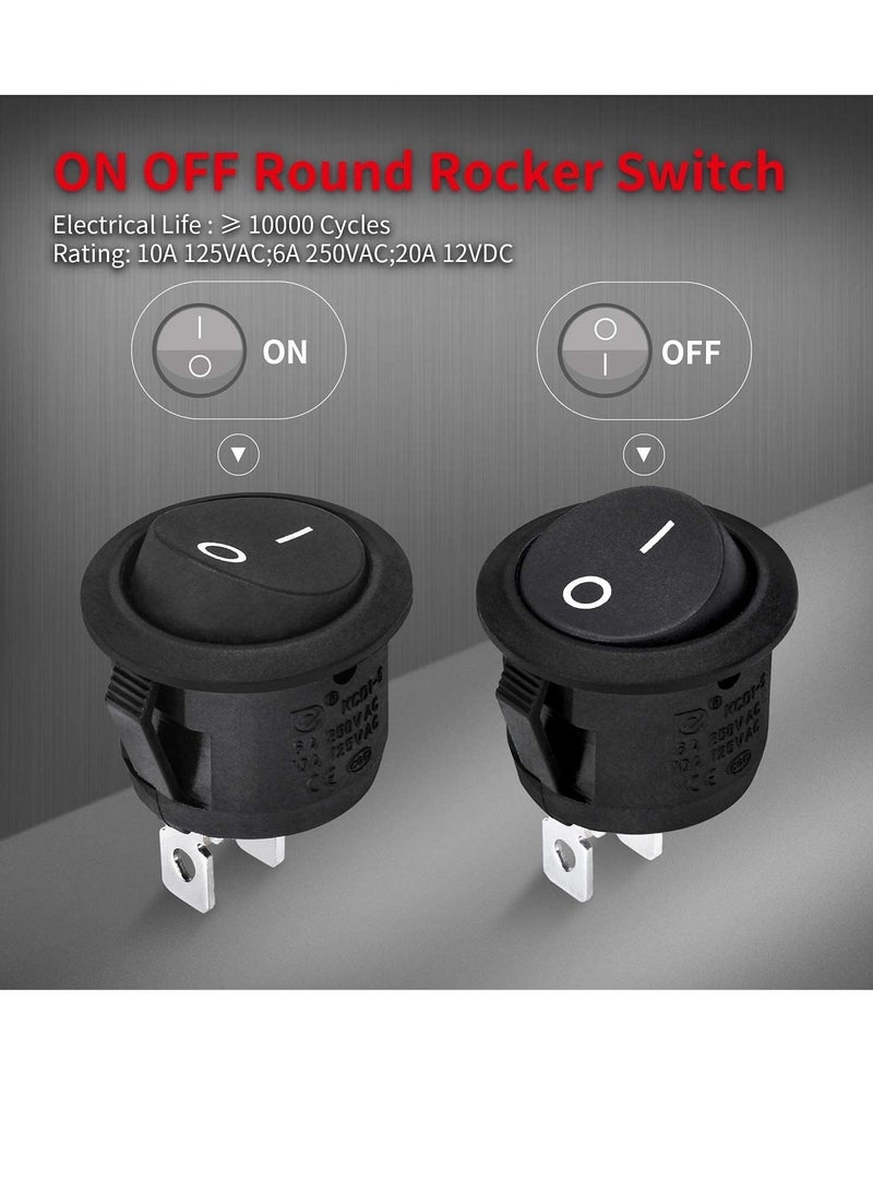 10 Pcs Round Rocker Switch ON/Off 2Pin KCD1 Mini Round Toggle Switch SPST with 10cm Wires Pre-Wired. (10PCS) - Image 4