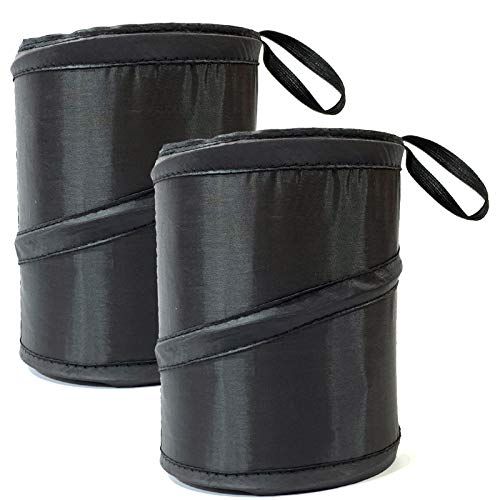 Kitbest 2 Pack Car Trash Can 1 Gallon Car Garbage Bin Collapsible Popup Water Proof Bag Mini Portable Waste Basket Bin Rubbish Bin Black - Image 1