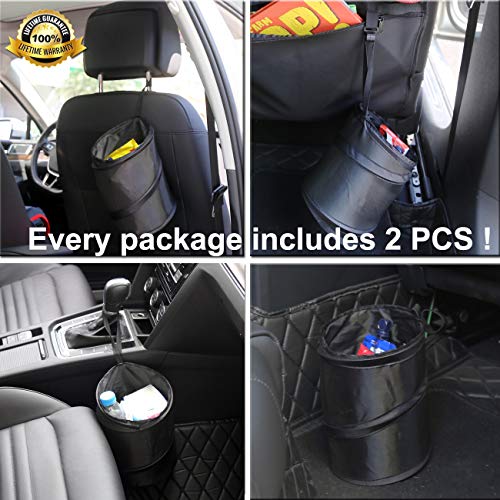 Kitbest 2 Pack Car Trash Can 1 Gallon Car Garbage Bin Collapsible Popup Water Proof Bag Mini Portable Waste Basket Bin Rubbish Bin Black - Image 3