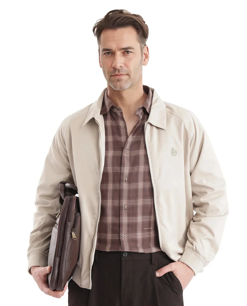 رير رابِت Rare Rabbit  Men's Polaz Brown Cotton Fabric Full Sleeve Regular Fit Checks Shirt