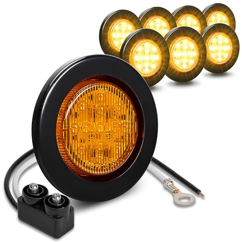 ONLINE LED STORE TRUE MODS 8pc 2.5" 12V Amber Round LED Clearance Side Marker Lights [DOT FMVSS 108] [SAE P2] [Reflector Lens] [Grommet & Plugs] [Flush-Mount] [Waterproof IP67] Rear Lamp for Boat Trailer Semi Truck RV - Image 1