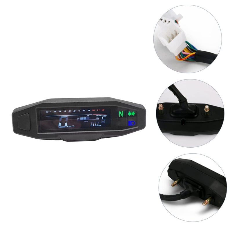عداد دراجات نارية عالمي رقمي مع شاشة LCD لقياس السرعة وعداد المسافات وعداد الدورات ومستشعر مستوى الوقود - Image 4