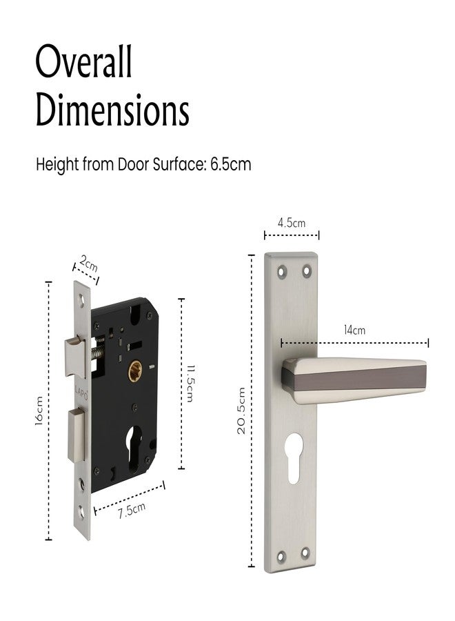 LAPO Entry Door Mortise Lock Set | 45x45mm Lock Body | 60mm Cylinder | Reversible Door Fit Design | Compatible with 30-50mm Thickness | 3 Brass Keys | Matt Finish | 3 Years Warranty | CY-305 - Image 2