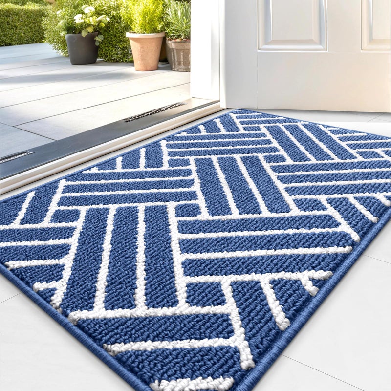 OLANLY Indoor Door Mat, 32x20 Inch, Dirt Resistant and Absorbent, Non-Slip Rubber Backing Floor Mats, Easy Clean Low-Profile Doormat for Entryway, Front Door, and Inside Entrance, Navy - Image 1