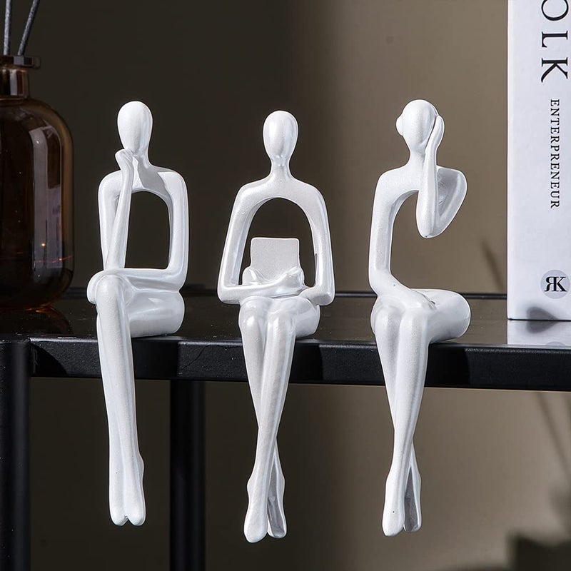 XINXUAN White Decor Statue Abstract Resin Sculpture Ornament Art Figurine Modern Home DCor Accents Office Decor Bookshelf Decor TV Stand Table Decorations for Living Room