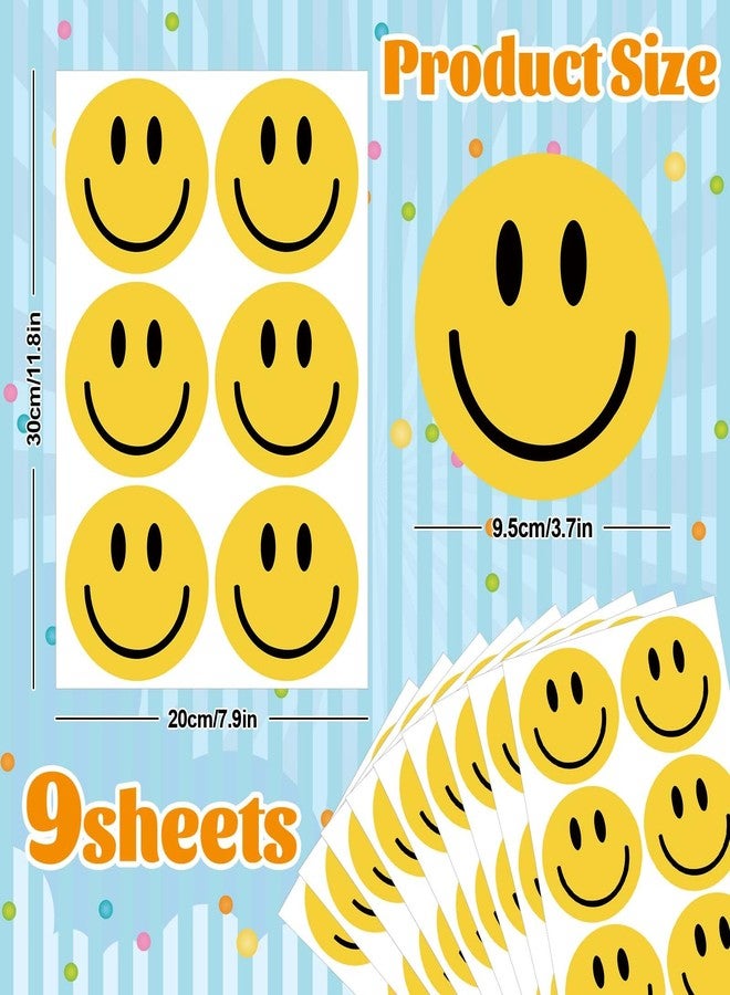 JarThenaAMCS ملصقات حائط JarThenaAMCS 9 ورقات بابتسامة أنيقة ووجه سعيد أصفر، ملصقات حائط مزخرفة من مادة البولي فينيل كلوريد ذاتية اللصق لتزيين المنزل والفصول الدراسية ومستلزمات حفلات الأطفال، 7.9 × 11.8 بوصة - Image 2
