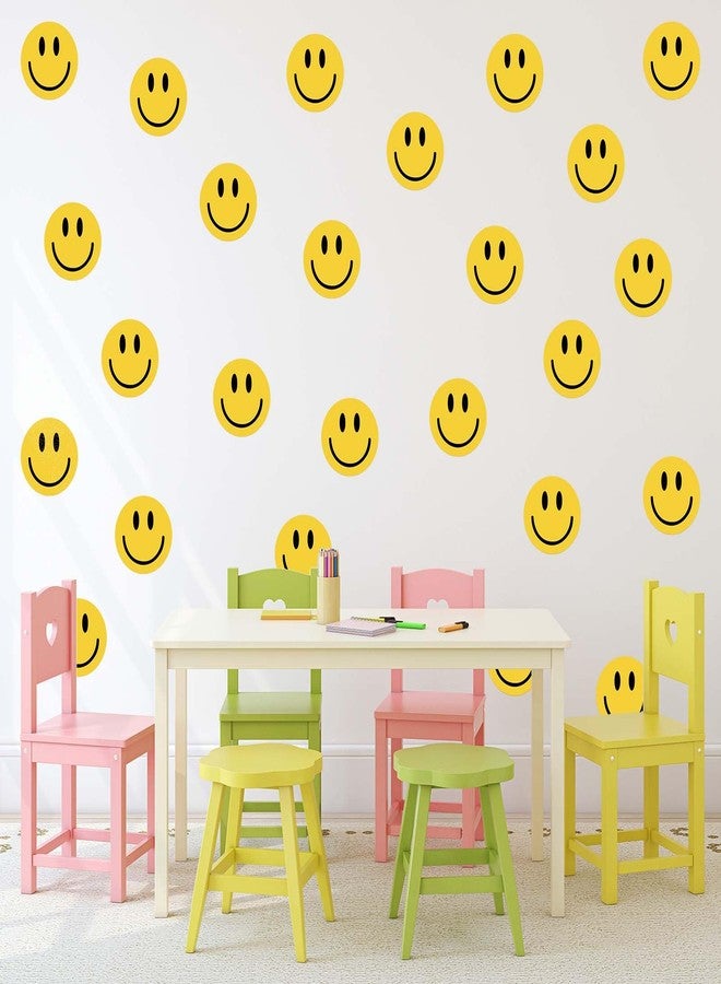 JarThenaAMCS ملصقات حائط JarThenaAMCS 9 ورقات بابتسامة أنيقة ووجه سعيد أصفر، ملصقات حائط مزخرفة من مادة البولي فينيل كلوريد ذاتية اللصق لتزيين المنزل والفصول الدراسية ومستلزمات حفلات الأطفال، 7.9 × 11.8 بوصة - Image 5