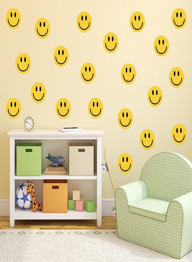 JarThenaAMCS ملصقات حائط JarThenaAMCS 9 ورقات بابتسامة أنيقة ووجه سعيد أصفر، ملصقات حائط مزخرفة من مادة البولي فينيل كلوريد ذاتية اللصق لتزيين المنزل والفصول الدراسية ومستلزمات حفلات الأطفال، 7.9 × 11.8 بوصة - Image 4