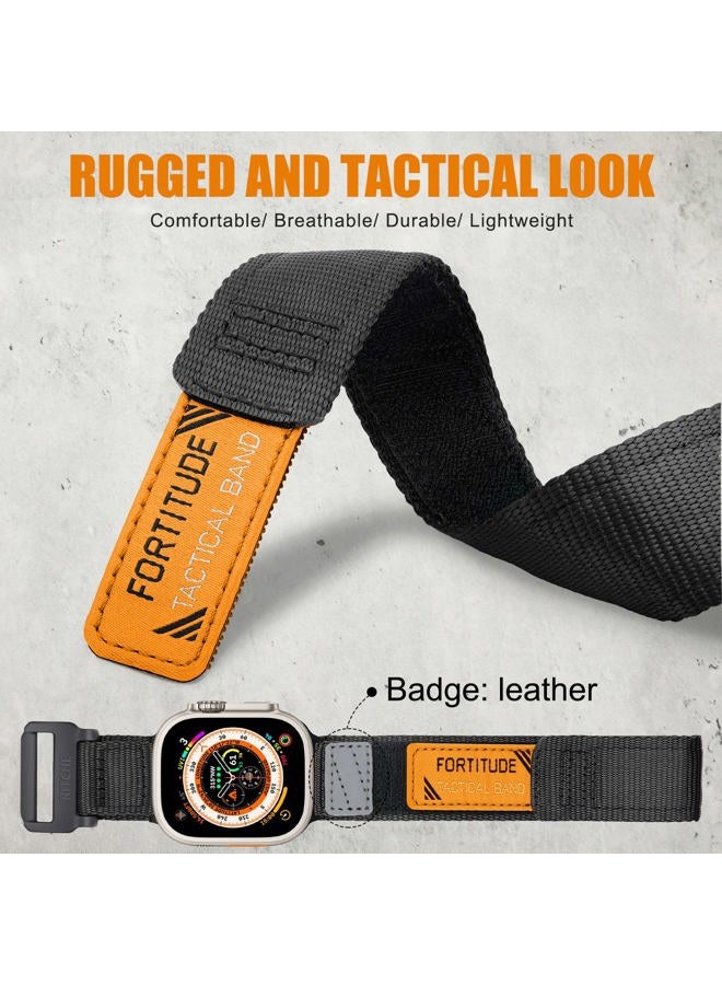 Ritche Nylon Rugged Apple Watch Band Compatible with Apple Ultra Watch Band Apple Watch 38mm 40mm 41mm, Adjustable Tactical IWatch Band Men for Series 8/7/6/5/4/3/2/1 SE Black - Image 2