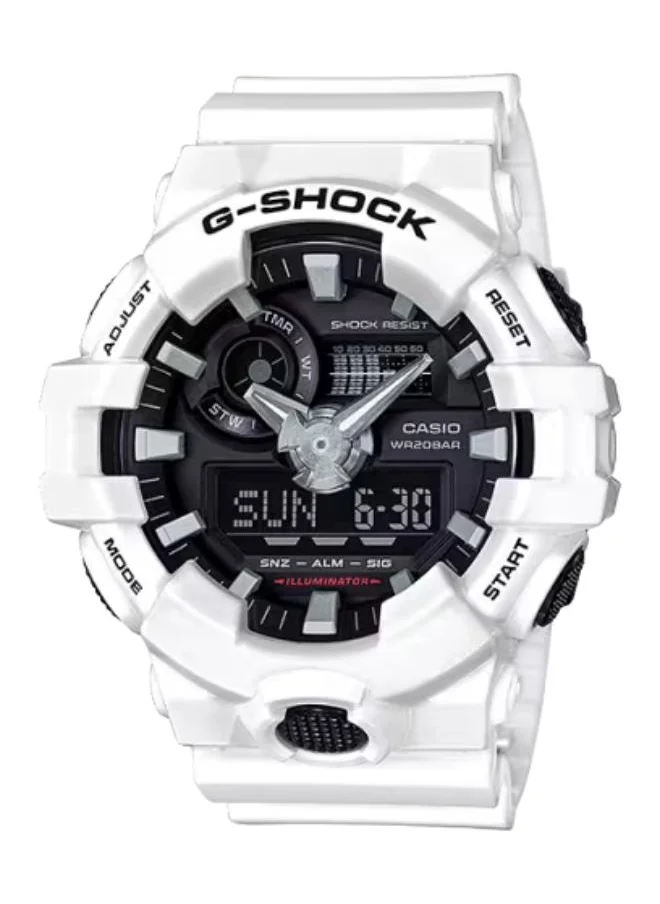 جي شوك Men's Analog-Digital Display Watch With White Resin Strap - GA-700-7A