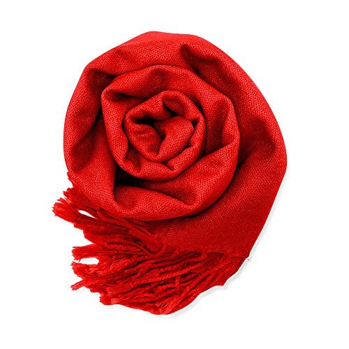 GEARONIC Soft Pashmina Scarf for Women Shawl Wrap Scarves Lady Women's Scarfs in Solid Colors - Red - Image 1
