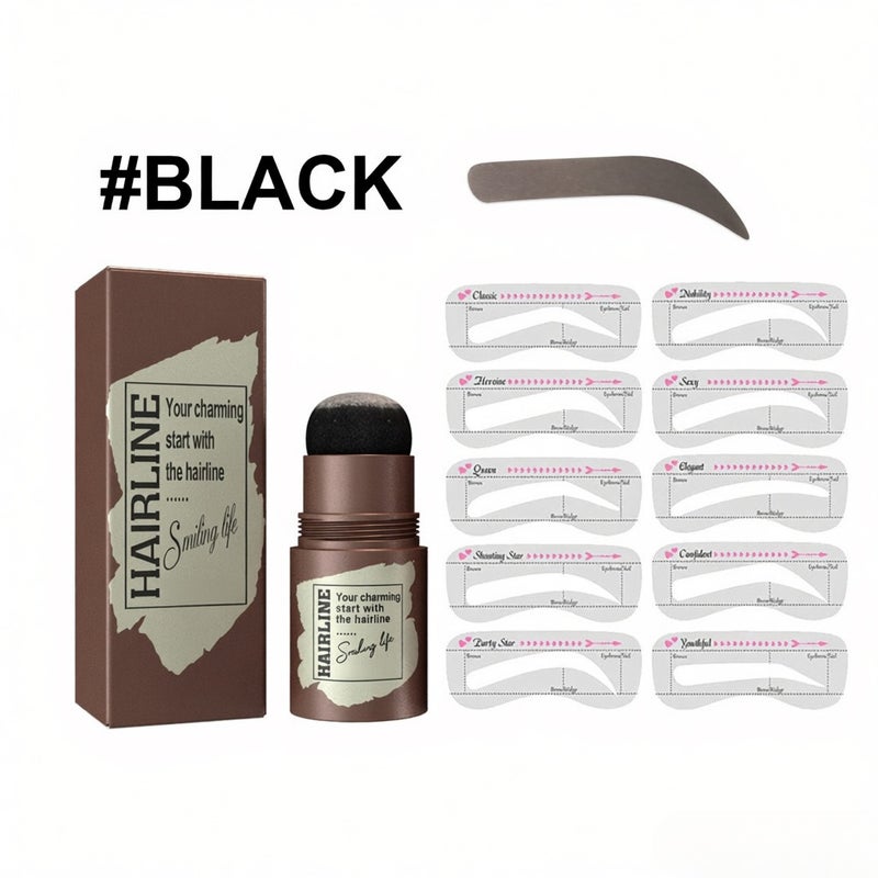 Eyebrow Stamp Shaping Kit, One Step Brow Stamp Stencil Kit Waterproof Eye Brow Stamp Makeup Tools Eyebrow Definer with 10 Reusable Eyebrow Stencils ( Black) - Image 1