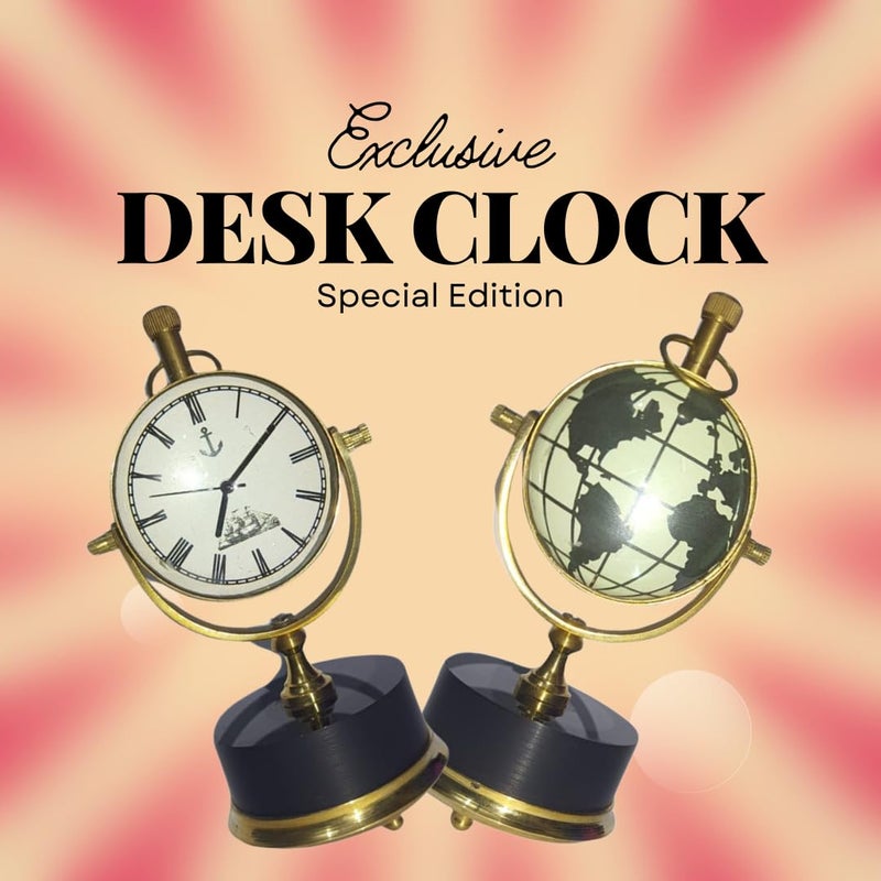 Vinatage Desk Clock Analog Silent Small Antique Table Clock for Home Decor Brass Table Clock Top Decorative Trophy Clock Antique Decorative Office Gift Home Decor Table Clock self Clock  - Image 5