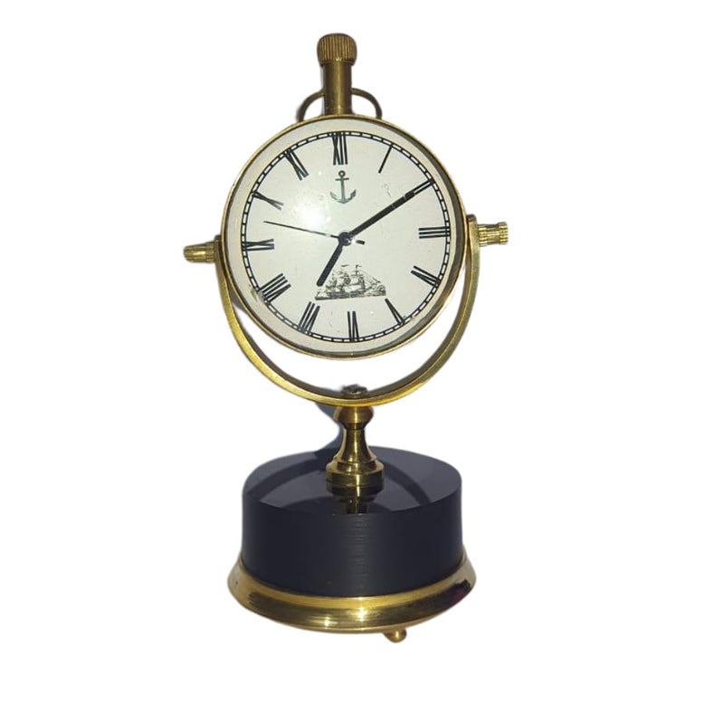 Vinatage Desk Clock Analog Silent Small Antique Table Clock for Home Decor Brass Table Clock Top Decorative Trophy Clock Antique Decorative Office Gift Home Decor Table Clock self Clock  - Image 1