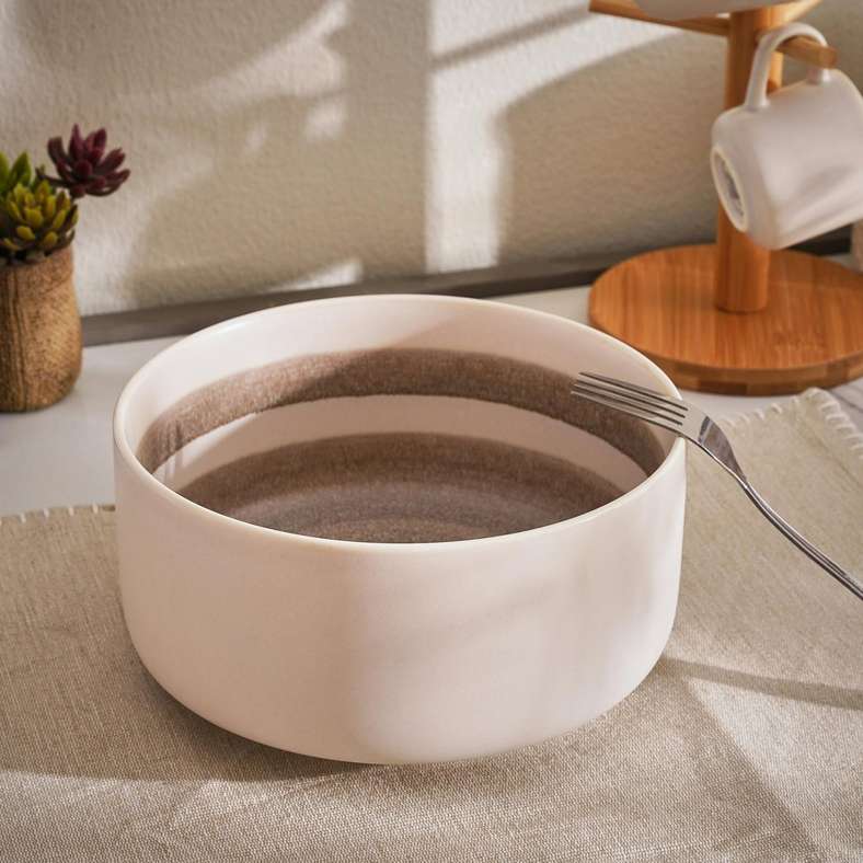 Ash Mirage Porcelain Salad Bowl Dia20cm - Beige
