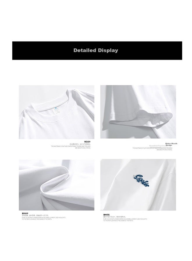 Clor Men's Short Sleeve T-shirt Summer Breathable Printed Trendy Undershirt Women Loose Casual Top C016 White M - Image 4