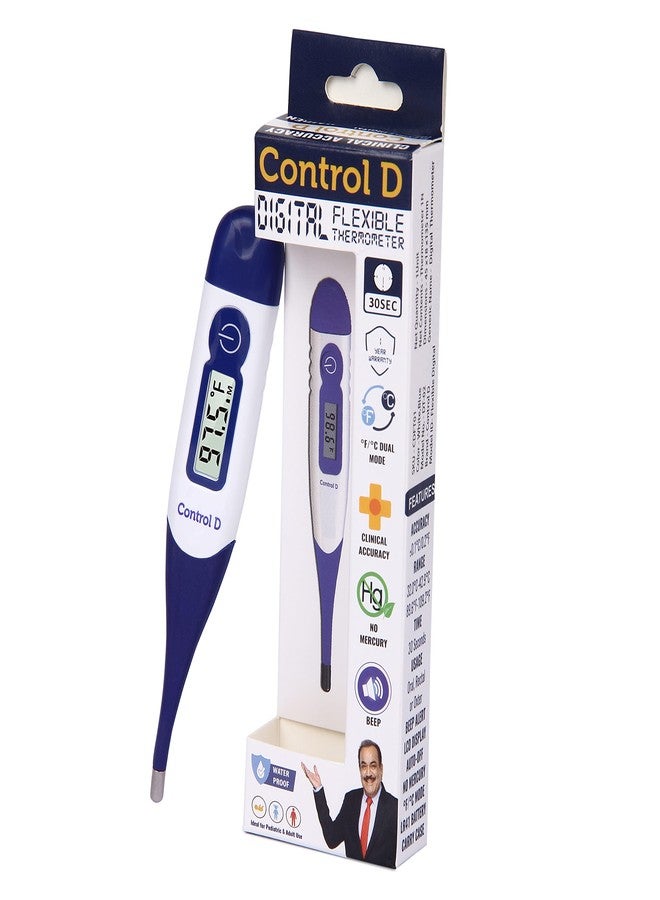 Control D Plastic Waterproof Flexible Tip Digital Thermometer For Adult And Kids (White, Blue) - Image 1