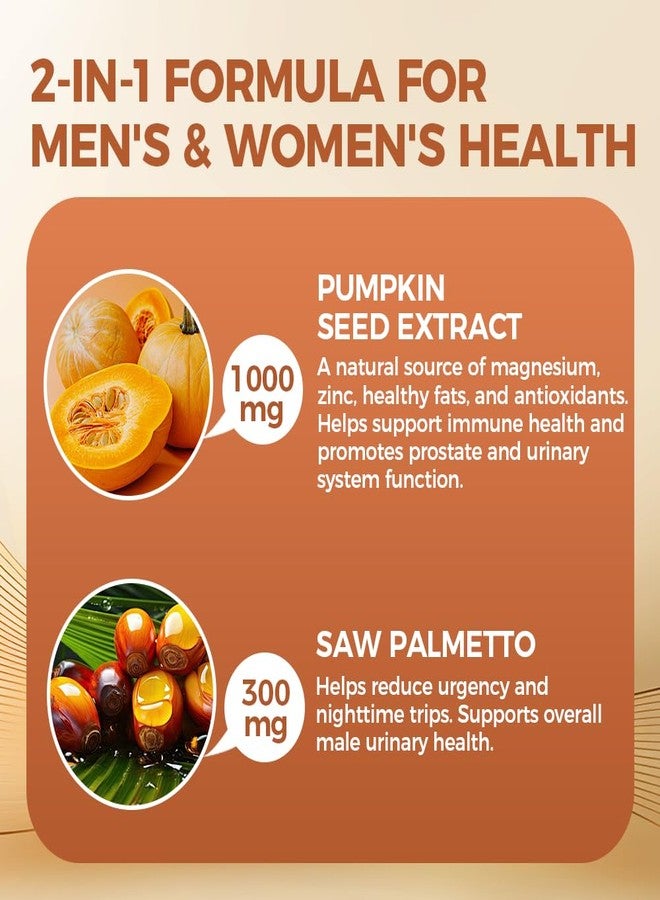 Nichalous Pumpkin Seed Oil with Saw Palmetto Capsules – 2-in-1 Formula, Cold-Pressed Virgin Oil, 300 Softgels | Essential Fatty Acids | Supports Hair Growth, Bladder & Prostate Health | Non-GMO(1 PACK) - Image 2