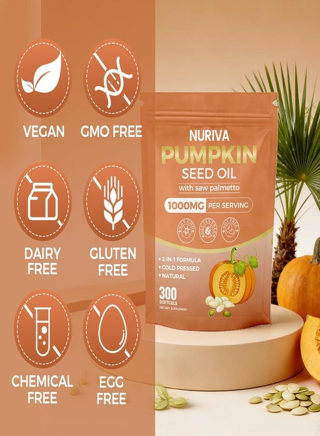Nichalous Pumpkin Seed Oil with Saw Palmetto Capsules – 2-in-1 Formula, Cold-Pressed Virgin Oil, 300 Softgels | Essential Fatty Acids | Supports Hair Growth, Bladder & Prostate Health | Non-GMO(1 PACK) - Image 5