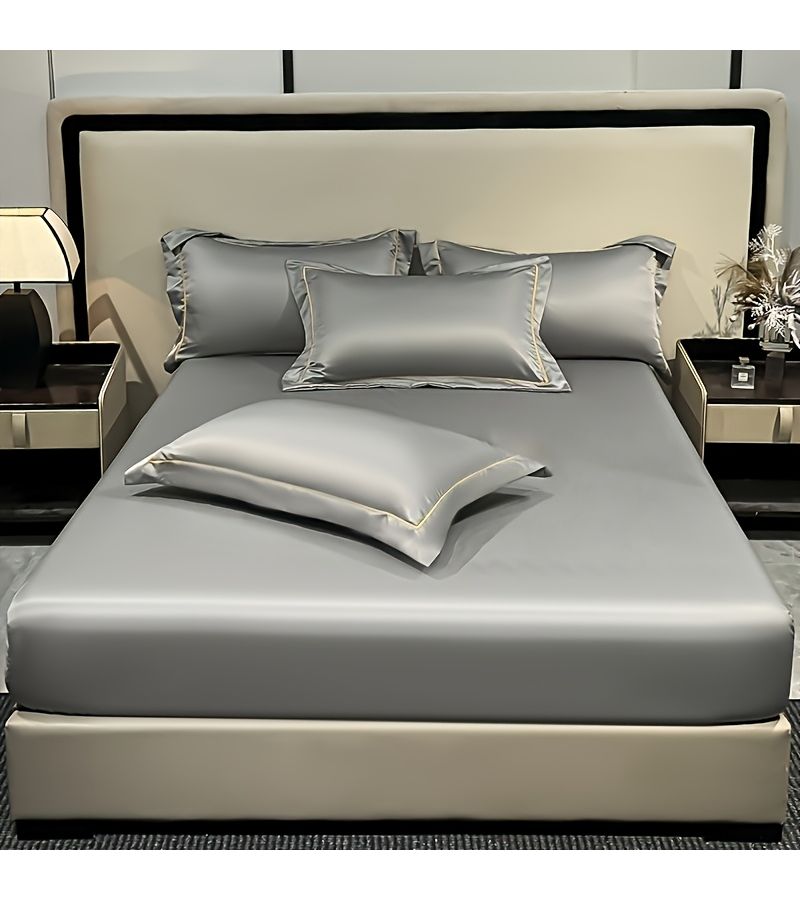 9 Colors Cooling Bed Sheet for Hot Sleepers Summer Breathable Queen Mattress Protector Mist Gray 360 Elastic Cooling Fabric Anti Wrinkle Fade Shrink Machine Washable - Image 4