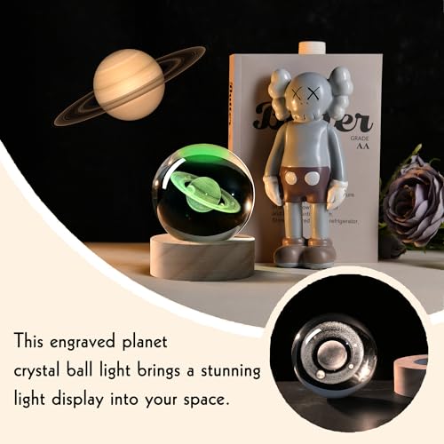IFOLAINA Saturn Gifts for Boyfriends Husbands 3D Saturn Crystal Ball Lamp Planet Model Decor Space Universe Gifts for Astronomy Lovers - Image 3