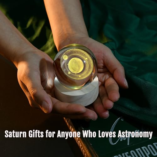 IFOLAINA Saturn Gifts for Boyfriends Husbands 3D Saturn Crystal Ball Lamp Planet Model Decor Space Universe Gifts for Astronomy Lovers - Image 2
