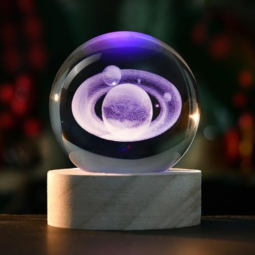 IFOLAINA Saturn Gifts for Boyfriends Husbands 3D Saturn Crystal Ball Lamp Planet Model Decor Space Universe Gifts for Astronomy Lovers - Image 1