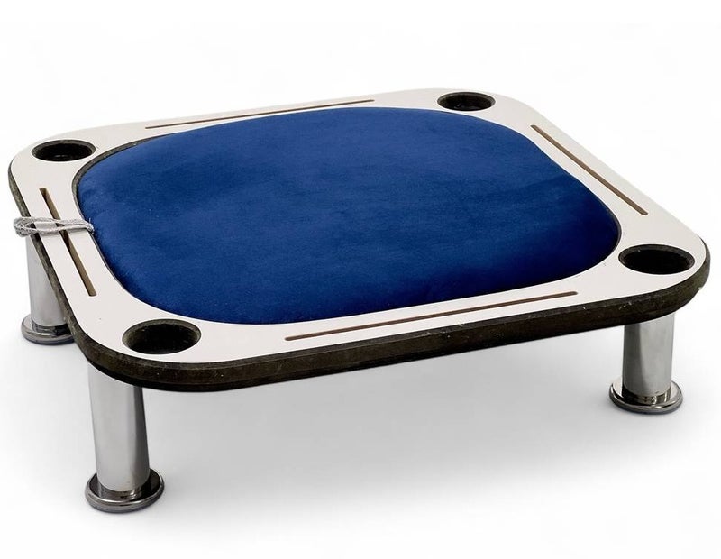 ALBADER 2 in 1 Baloot and Jackaroo Table Small Size Premium Wooden Game Table Multi Color Jackaroo Board with Cards Set Velvet Surface Cup Holders Home Gaming Table Compact Design with Full Accessories - Image 1
