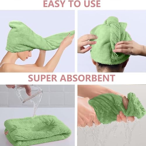 MAXOSHINE Hair Towel Wrap for Women-Quick Drying Microfiber Towel for Hair with Elastic Loop for Tying-Super Absorbent Head Towels Wrap for Ladies Hair Turban (Pack of 1 Olive Green) - Image 3
