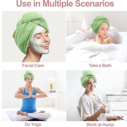 MAXOSHINE Hair Towel Wrap for Women-Quick Drying Microfiber Towel for Hair with Elastic Loop for Tying-Super Absorbent Head Towels Wrap for Ladies Hair Turban (Pack of 1 Olive Green) - Image 4