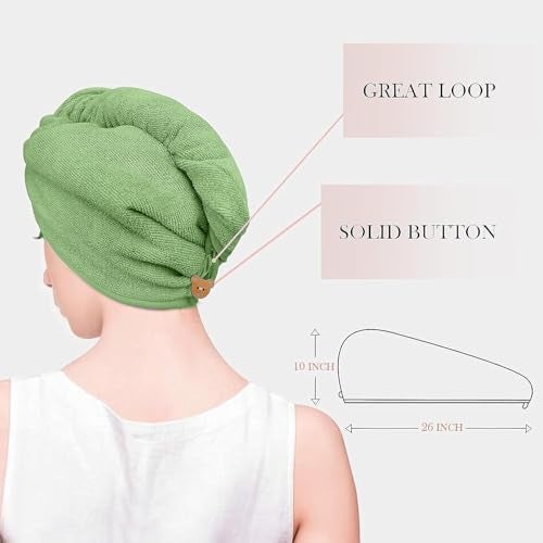 MAXOSHINE Hair Towel Wrap for Women-Quick Drying Microfiber Towel for Hair with Elastic Loop for Tying-Super Absorbent Head Towels Wrap for Ladies Hair Turban (Pack of 1 Olive Green) - Image 5