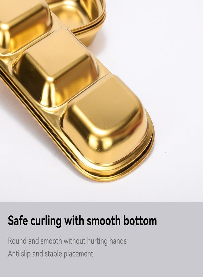 drizzle 3PCS Sauce Dish Stainless Steel Gold Soy Tomato Sauce Salt Vinegar Sugar Spices Flavor Condiment Dip Bowls Korean BBQ Home Kitchen Plates - Image 5