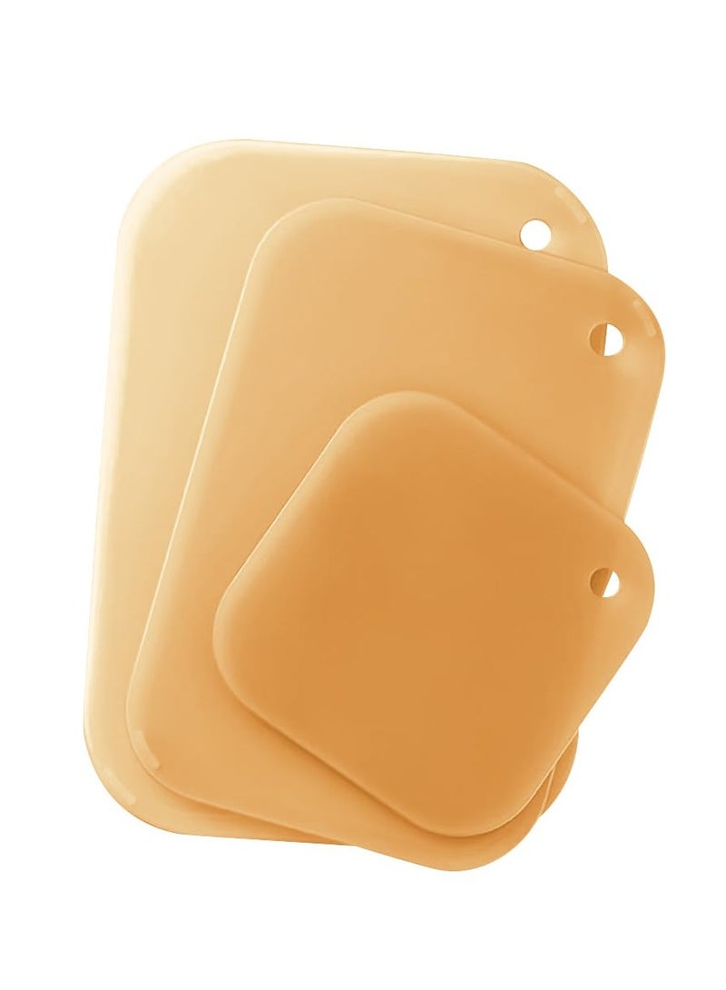 SYOSI Cutting Boards for Kitchen, Plastic Board Set of 3, Chopping Meat, Veggies, Fruits, Easy Grip Handle, Non-Slip, Dishwasher Safe(Orange) - Image 1
