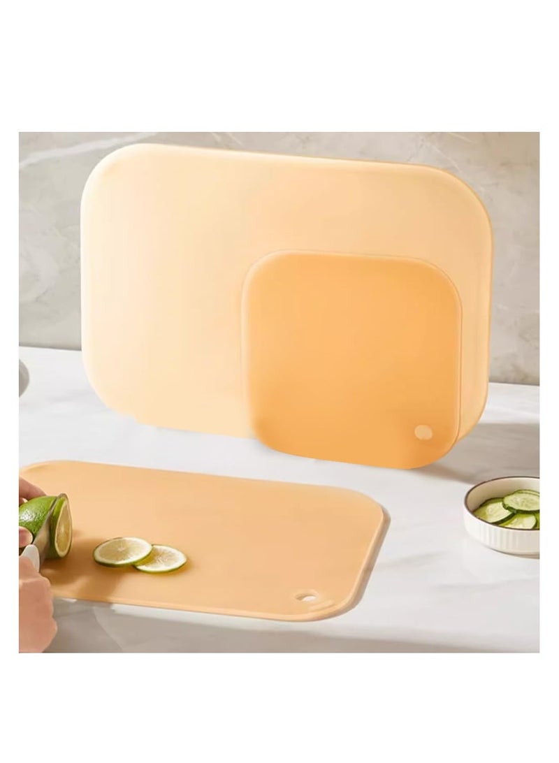 SYOSI Cutting Boards for Kitchen, Plastic Board Set of 3, Chopping Meat, Veggies, Fruits, Easy Grip Handle, Non-Slip, Dishwasher Safe(Orange) - Image 4