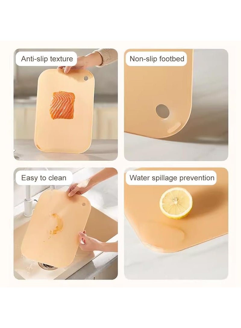 SYOSI Cutting Boards for Kitchen, Plastic Board Set of 3, Chopping Meat, Veggies, Fruits, Easy Grip Handle, Non-Slip, Dishwasher Safe(Orange) - Image 3