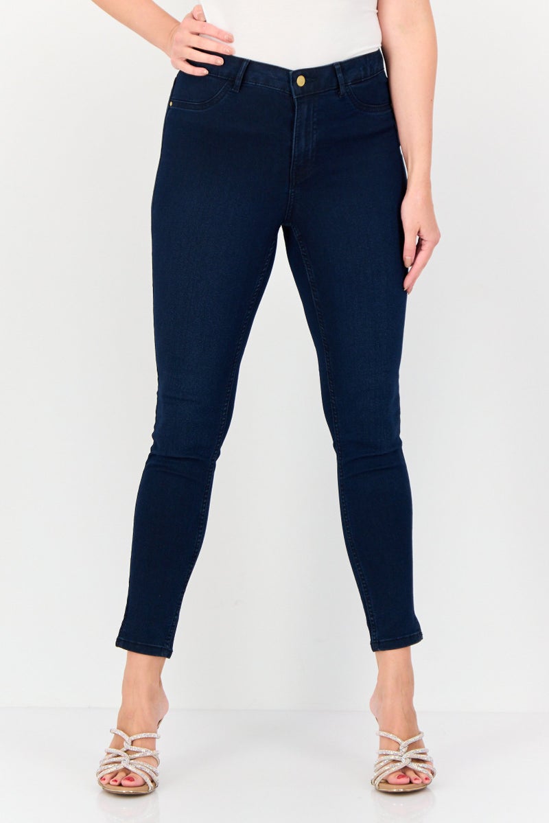 ONLY Jdy By Only Women Skinny Fit Solid Stretchable Jeans, Navy  - Image 1