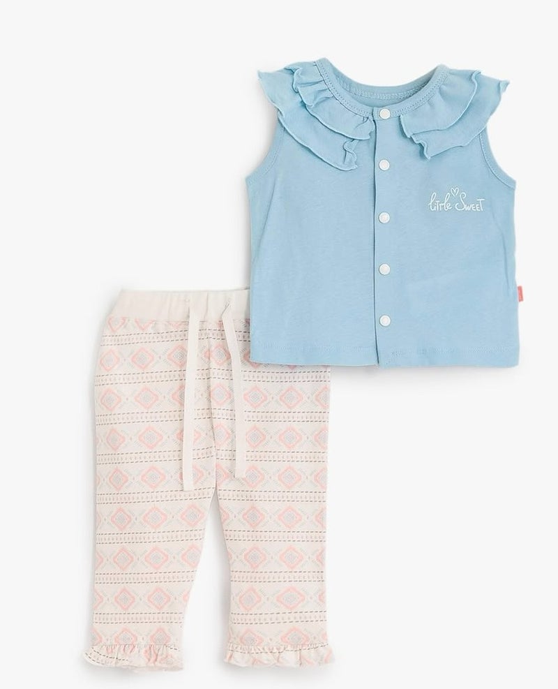 Junior Baby Girls 2-Piece Top and Pants Set, Blue, code 1750