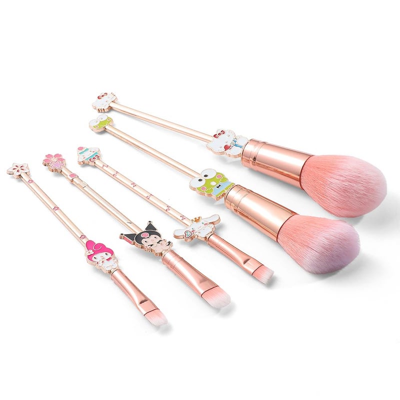 Wechip 5PCS Cartoon Makeup Brushes Set with Pink Storage Bag, AnimeTheme Cosmetic Brushes, Best for Girl Women - Image 1