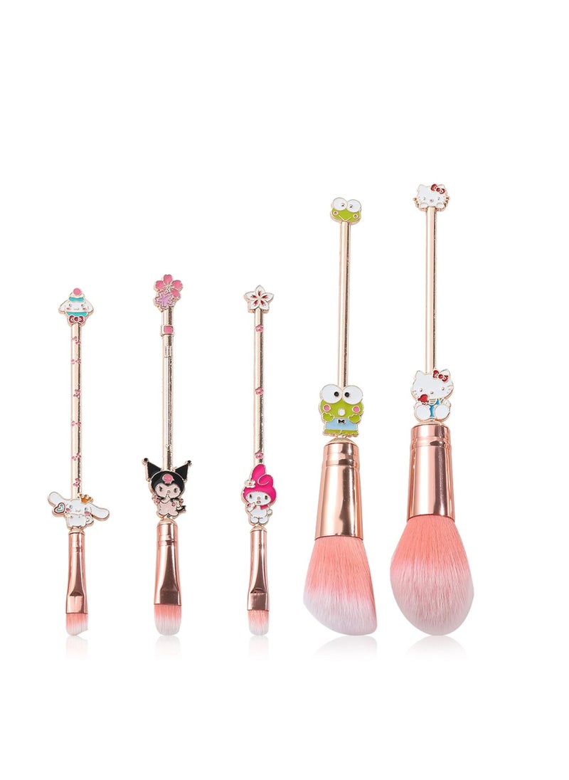 Wechip - 5PCS Cartoon Makeup Brushes Set with Pink Storage Bag, AnimeTheme Cosmetic Brushes, Best for Girl Women - Image 1